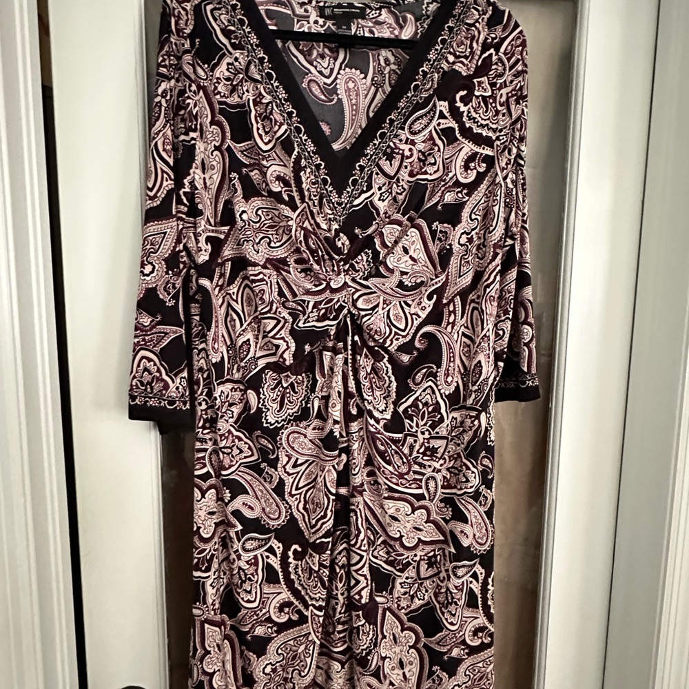 INC International Concepts Purple, Black and cream Paisley dress